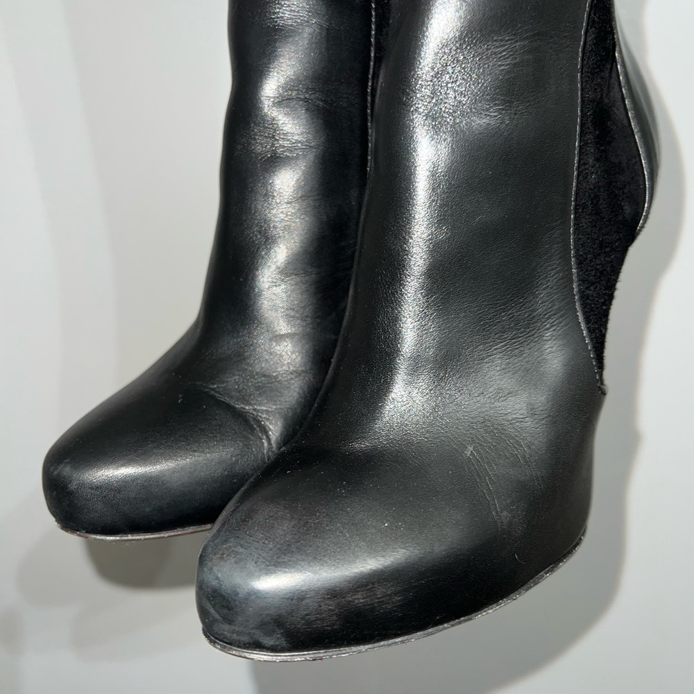Christian Louboutin black leather and suede knee high boots - Picture 10 of 15